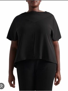 Pari Passu Maura Top Blouse D22 Black Plus Size 22 NWT Office